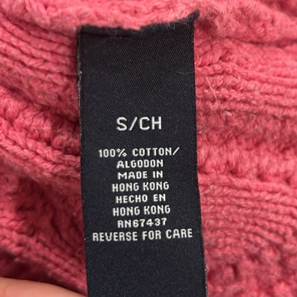 Ralph Lauren polo jeans pink cable knit vintage 90s cotton sweater small - Picture 7 of 8